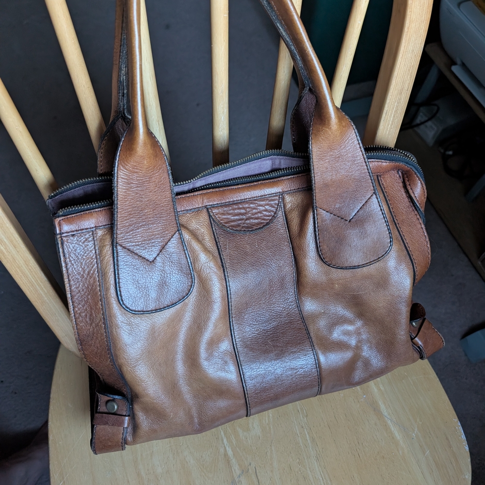 Fossil Brown Leather Tote Bag
